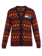 Matchesfashion.com Prada - Chevron Jacquard Wool Blend Cardigan - Mens - Burgundy
