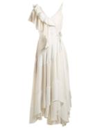 Matchesfashion.com Loewe - Ruffle Trimmed Asymmetric Dress - Womens - White