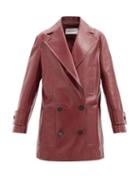 Matchesfashion.com Valentino - Double-breasted Leather Jacket - Womens - Burgundy