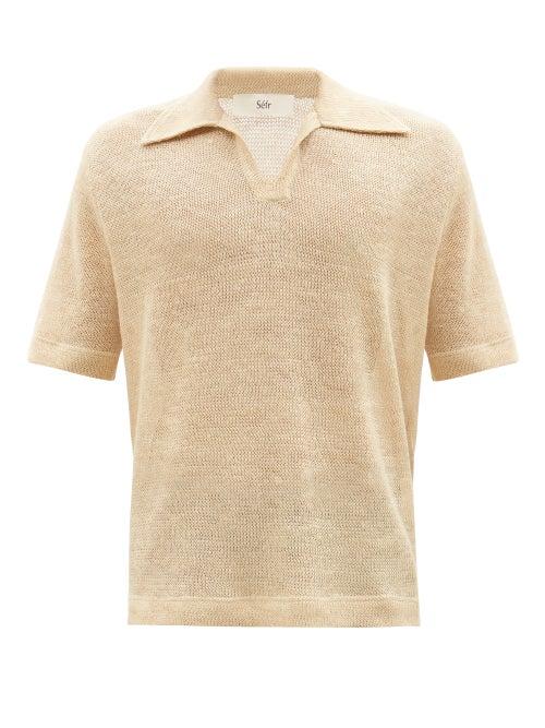 Sfr - Mate Open-collar Linen-knit Sweater - Mens - Beige