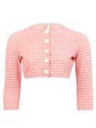 Matchesfashion.com Lisa Marie Fernandez - Metallic-jacquard Cropped Cardigan - Womens - Pink