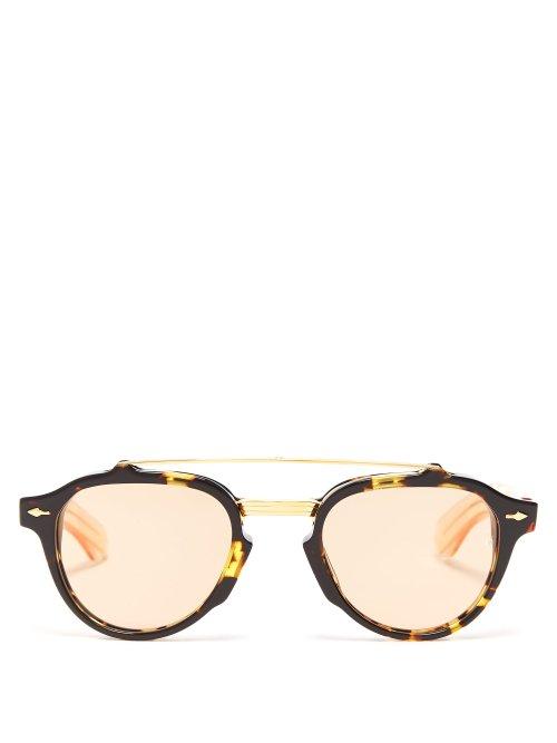 Matchesfashion.com Jacques Marie Mage - Cherokee Round Frame Acetate Sunglasses - Mens - Brown