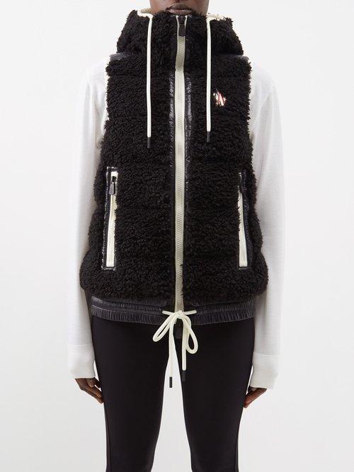 Moncler Grenoble - Teddy Hooded Fleece Gilet - Womens - Black