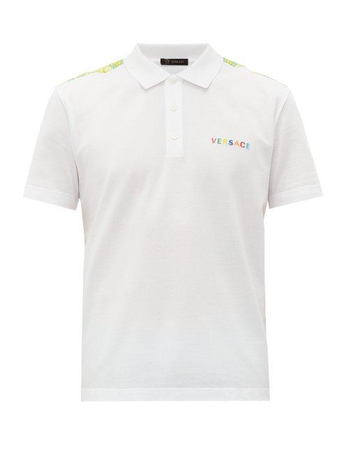 Matchesfashion.com Versace - Rainbow Logo Cotton Polo Shirt - Mens - White