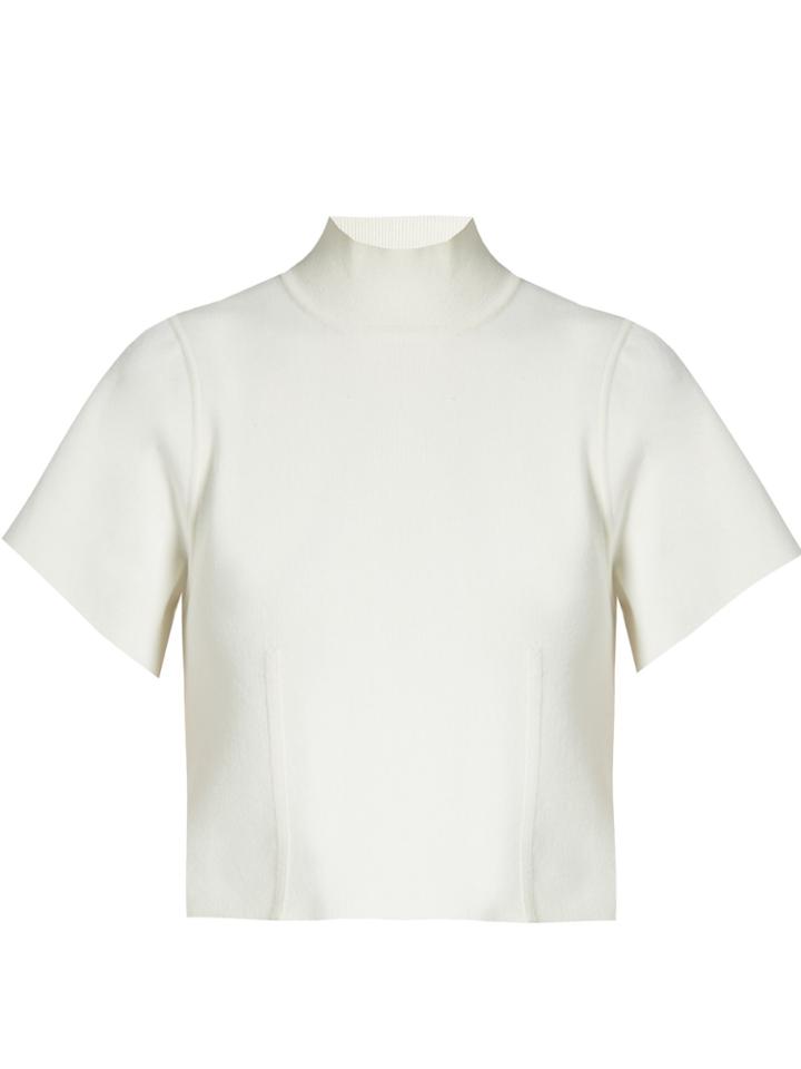 Khaite Stephanie Flared-sleeve Cropped Top