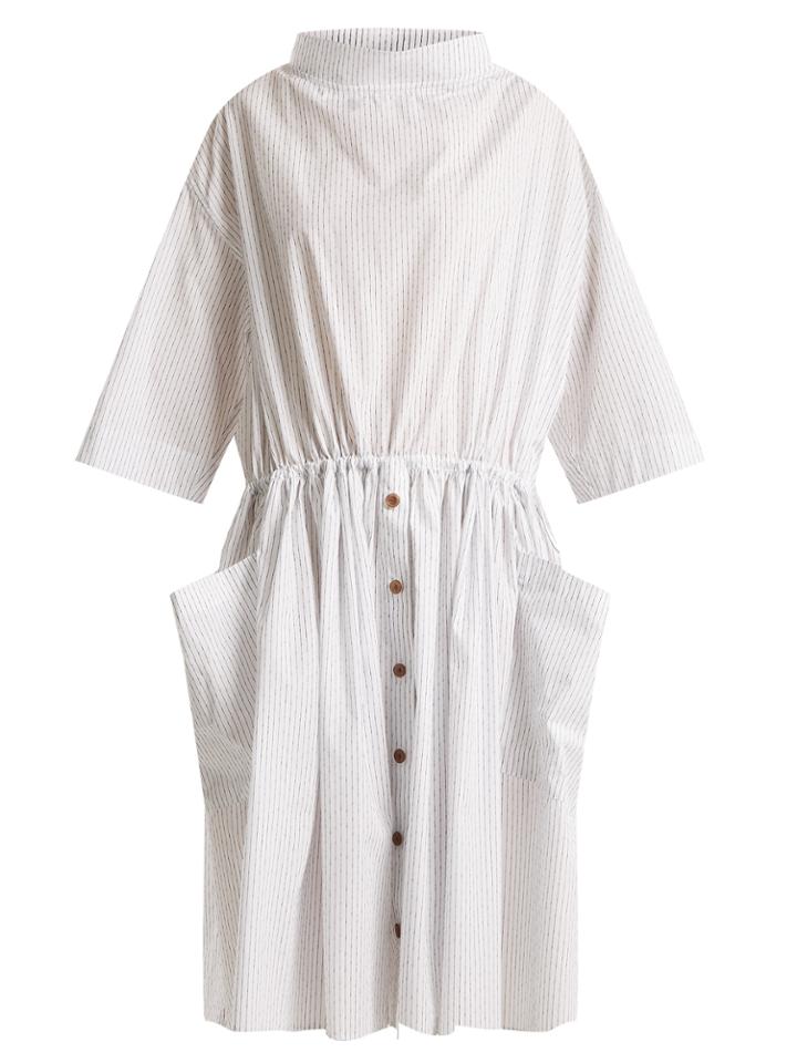 Lemaire Striped Stand-collar Cotton Dress