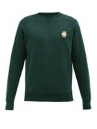 Maison Kitsun - All Right Fox-patch Cotton-jersey Sweatshirt - Mens - Dark Green