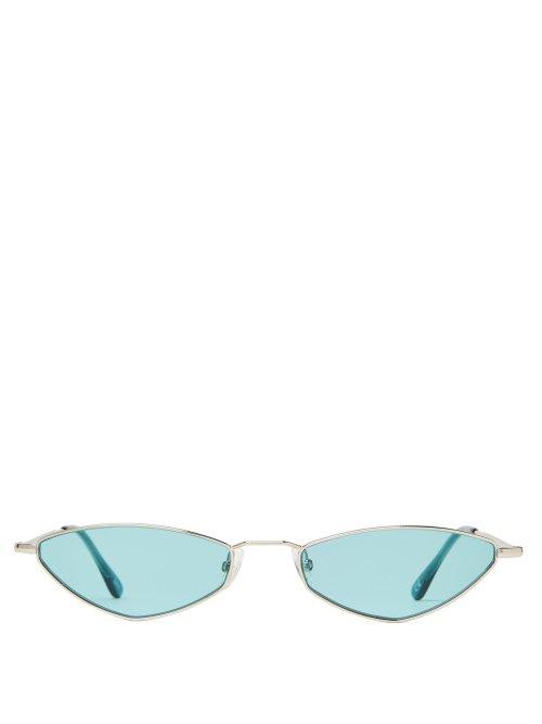 Matchesfashion.com Andy Wolf - Eliza Oval Frame Metal Sunglasses - Mens - Silver