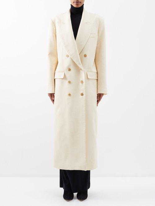 Khaite - Barlow Peak-lapel Double-breasted Coat - Womens - Cream