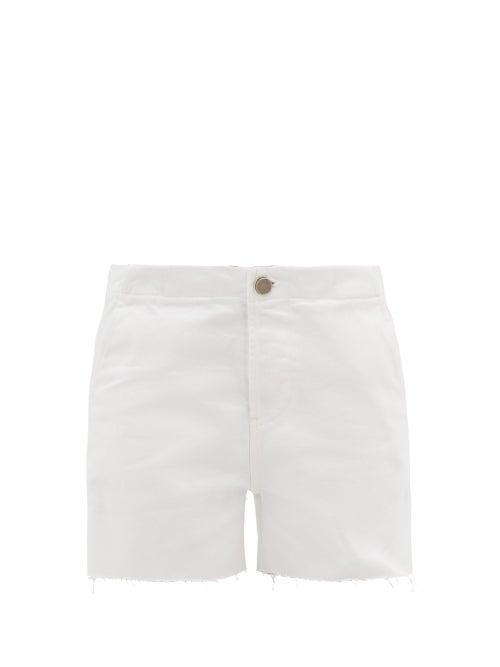 Matchesfashion.com Raey - Panelled Cut Off Denim Shorts - Womens - White