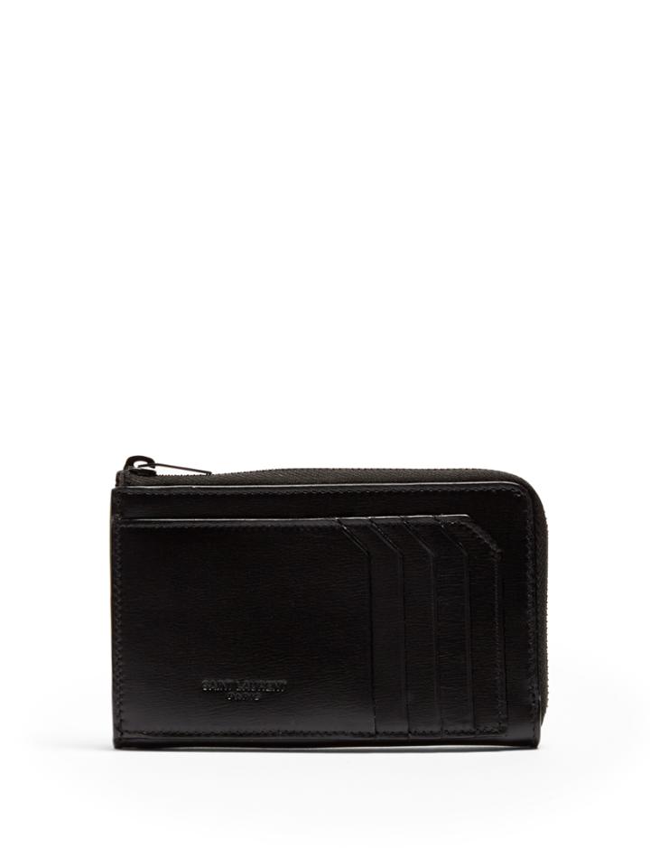Saint Laurent Logo-debossed Zip-around Leather Wallet