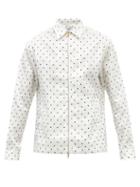 Dunhill - Zipped Polka-dot Poplin Shirt - Mens - White Black