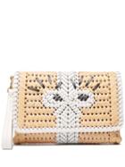 Matchesfashion.com Anya Hindmarch - The Neeson Leather And Straw Clutch - Womens - Beige White