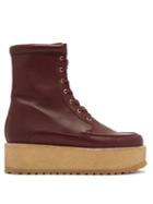 Matchesfashion.com Gabriela Hearst - David Flatform Leather Boots - Womens - Burgundy