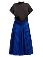 Matchesfashion.com Toga - Pleated Twill And Taffeta Dress - Womens - Black