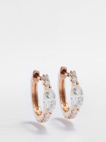 Anita Ko - Diamond & 18kt Rose-gold Huggie Earrings - Womens - Gold Multi