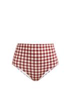 Matchesfashion.com Belize - Pepe High Waisted Gingham Print Bikini Briefs - Womens - Red White