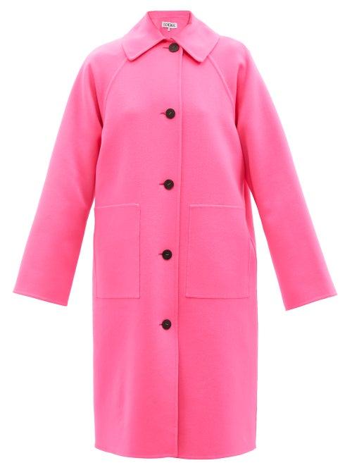 Loewe - Wide-sleeve Wool-blend Coat - Womens - Pink
