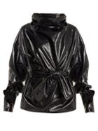 Matchesfashion.com Wanda Nylon - Funnel Neck Tie Waist Coated Cotton Blend Top - Womens - Navy