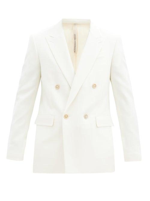 Matchesfashion.com Aldo Maria Camillo - Double-breasted Wool-twill Jacket - Mens - Cream
