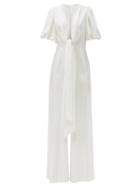 Matchesfashion.com Galvan - Eden Striped Silk-blend Satin Jumpsuit - Womens - White