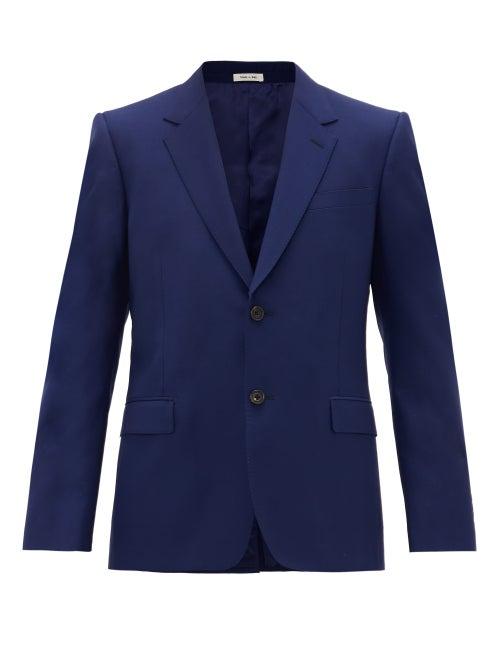 Matchesfashion.com Alexander Mcqueen - Single-breasted Wool-blend Suit Jacket - Mens - Indigo