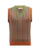 Wales Bonner - Orchestre Jacquard Sleeveless Sweater Vest - Mens - Brown Multi