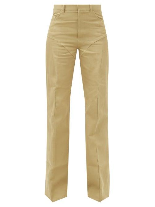 Petar Petrov - Gardner Cotton-blend Gabardine Flared-leg Trousers - Womens - Khaki