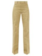 Petar Petrov - Gardner Cotton-blend Gabardine Flared-leg Trousers - Womens - Khaki