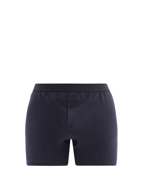 Matchesfashion.com Comme Des Garons Shirt - Cotton-jersey Boxer Shorts - Mens - Navy