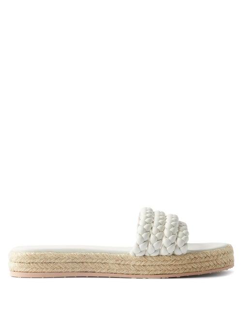 Gianvito Rossi - Marbella Braided-leather Espadrille Slides - Womens - White