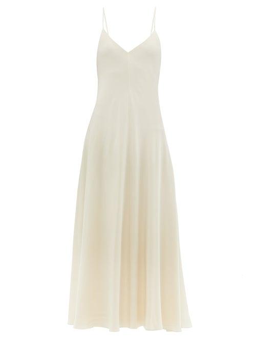 Ladies Rtw The Row - Edi V-neck Crepe-de-chine Maxi Dress - Womens - Ivory