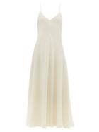 Ladies Rtw The Row - Edi V-neck Crepe-de-chine Maxi Dress - Womens - Ivory