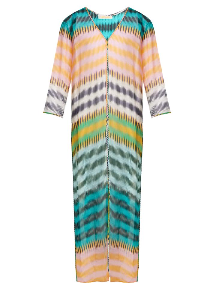 Diane Von Furstenberg Striped Silk Maxi Kaftan