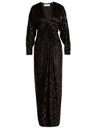 Matchesfashion.com Racil - Rita Velvet Devor Midi Dress - Womens - Black