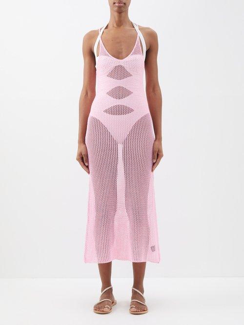 Dodo Bar Or - Corin Crocheted Midi Dress - Womens - Pink Silver