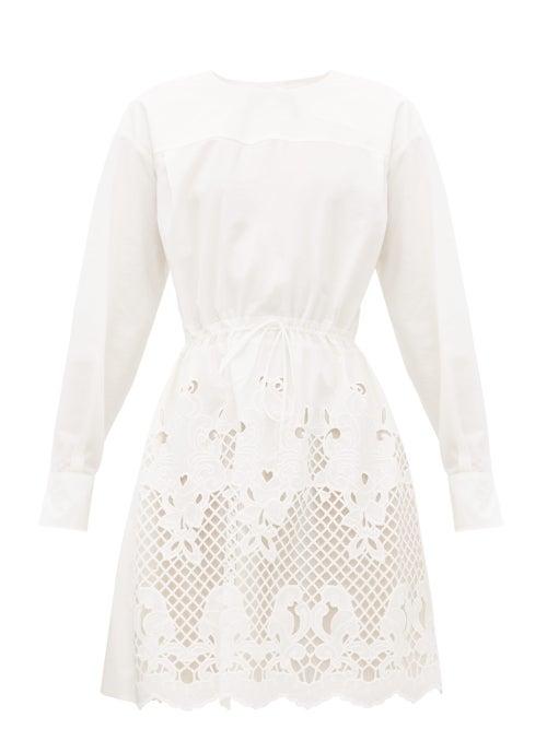 Matchesfashion.com See By Chlo - Broderie Anglaise Cotton Poplin Dress - Womens - White