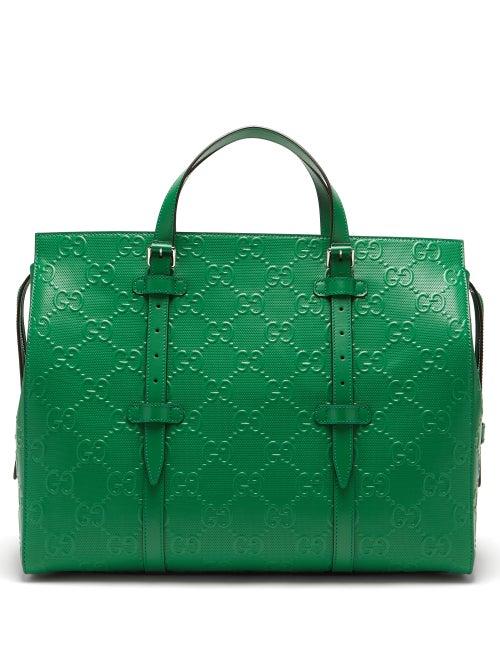 Matchesfashion.com Gucci - Gg-embossed Leather Holdall - Mens - Green