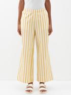 Eres - Marmelade Striped Wide-leg Cotton Trousers - Womens - Yellow Stripe
