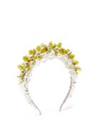 Matchesfashion.com Simone Rocha - Floral Crystal, Bead And Feather Headband - Womens - Khaki