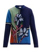 Matchesfashion.com Paul Smith - Floral Intarsia Lambswool Sweater - Mens - Blue Multi