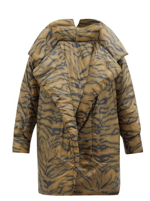 Norma Kamali - Sleeping Bag Tiger-striped Padded-nylon Coat - Womens - Brown