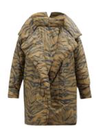 Norma Kamali - Sleeping Bag Tiger-striped Padded-nylon Coat - Womens - Brown