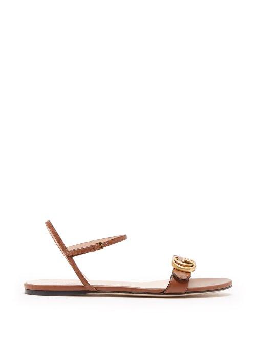 Matchesfashion.com Gucci - Marmont Leather Sandals - Womens - Tan