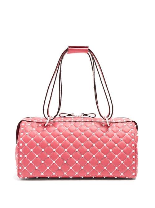 Matchesfashion.com Valentino - Free Rockstud Spike Quilted Leather Bag - Womens - Pink White