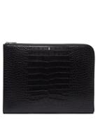 Matchesfashion.com Alexander Mcqueen - Skull Embellished Crococile Effect Leather Pouch - Mens - Black
