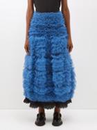 Molly Goddard - Manou Ruffled-tulle Maxi Skirt - Womens - Blue Black