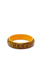 Matchesfashion.com Gucci - Logo And Snake Carved Resin Bangle - Womens - Yellow