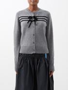 Molly Goddard - Vivienne Bow-embellished Wool-blend Cardigan - Womens - Grey Black