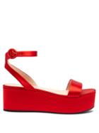 Matchesfashion.com Prada - Platform Satin Sandals - Womens - Red